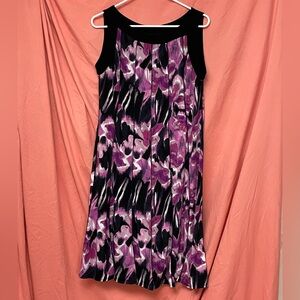 Perceptions Purple and Black Patterned Midi Dress size12